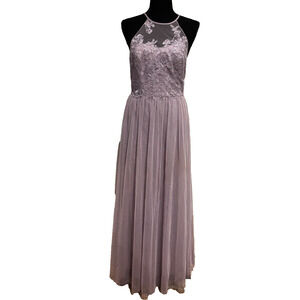 Lavender Haze Sz 4 maxi High-Neck Embroidered‎ overlay Dress hoco prom wedding